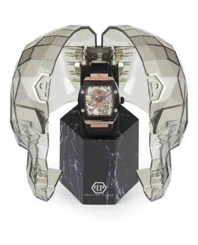 Philipp Plein Men's Automatic The $keleton Black Silicone Strap Watch 44mm In Black
