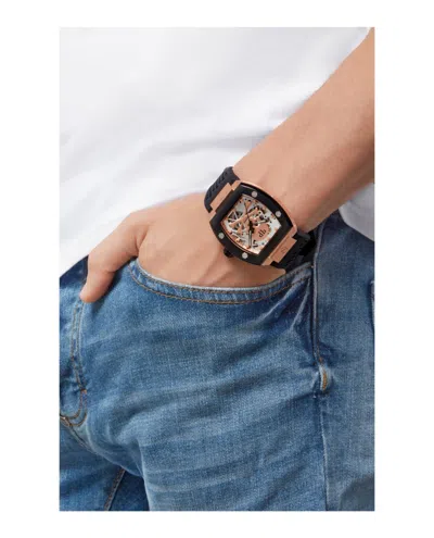 Philipp Plein Men's Automatic The $keleton Black Silicone Strap Watch 44mm In Black