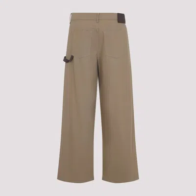 Loewe Wide-leg Trousers In Soft Cotton Blend With Subtle Detail In Brown