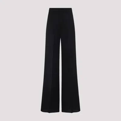 Max Mara Wide-leg Trousers With Tailored Fit And Luxurious Texture In Black