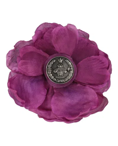 Gucci Silk Flower Brooch With C Clasp Closure In Purple
