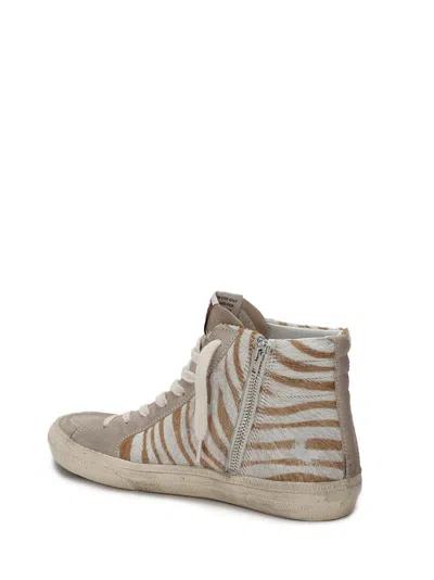 Golden Goose High-top Sneakers With Zebra-print Leather And Suede Accents In Neutral
