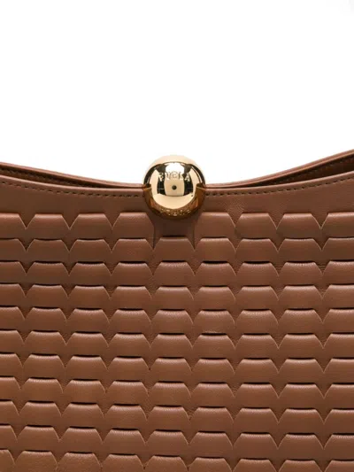 Furla Textured Brown Handbag With Magnetic Fastening And Adjustable Strap