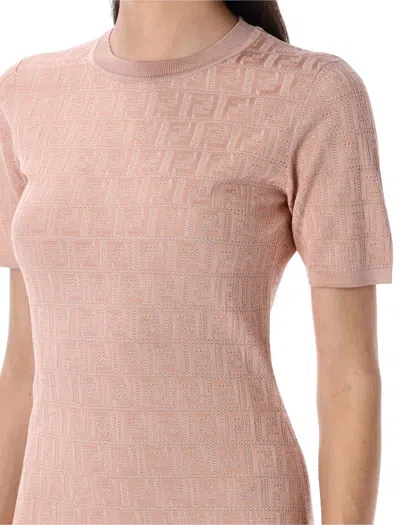 Fendi Ff Knit Mini Dress With Micro Motif