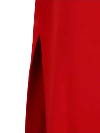 Valentino Maxi Silk Dress With Removable Scarf And Feather Details In Red