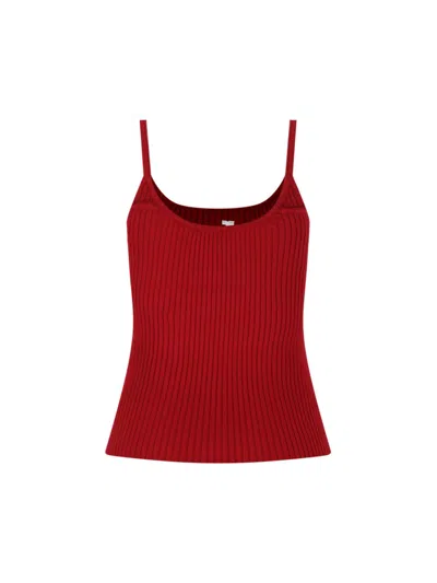 Courrèges Ribbed Texture Spaghetti Straps Top In Red