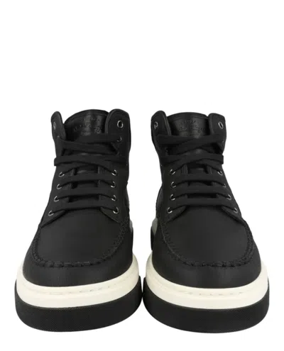 Ferragamo Cassina Leather High-top Sneakers In Black