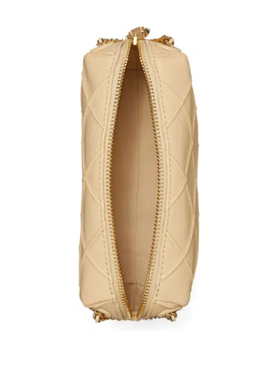 Tory Burch Sesame Beige Diamond Quilted Shoulder Bag With Gold-tone Hardware