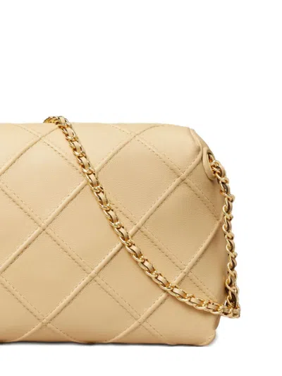 Tory Burch Sesame Beige Diamond Quilted Shoulder Bag With Gold-tone Hardware