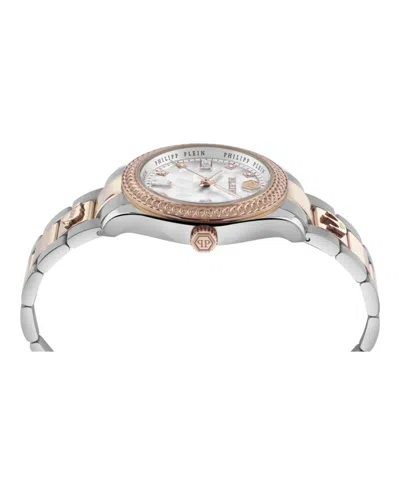 Philipp Plein Two-tone Crystal-accented Timepiece With Deployant Buckle In Silver