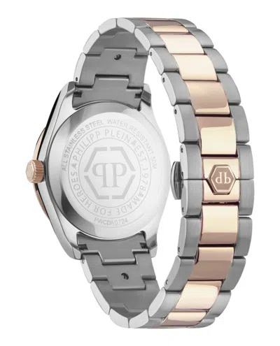 Philipp Plein Two-tone Crystal-accented Timepiece With Deployant Buckle In Silver