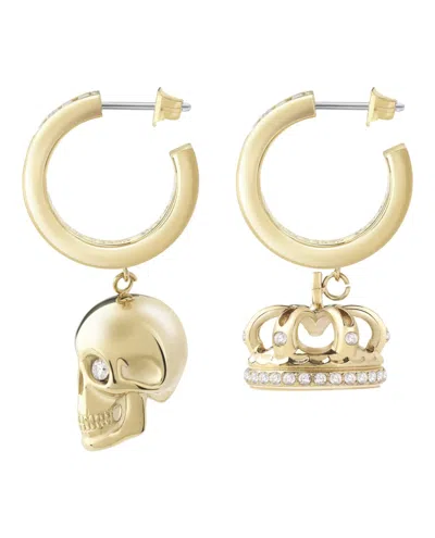 Philipp Plein Skull And Crown Earrings With 66 Preciosa Crystals In Gold
