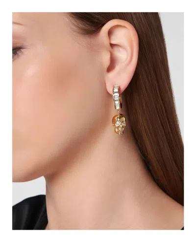 Philipp Plein Skull And Crown Earrings With 66 Preciosa Crystals In Gold