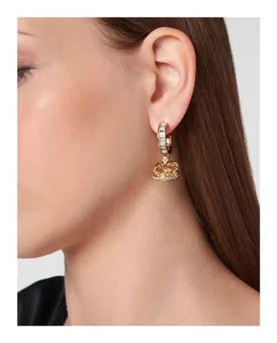 Philipp Plein Skull And Crown Earrings With 66 Preciosa Crystals In Gold