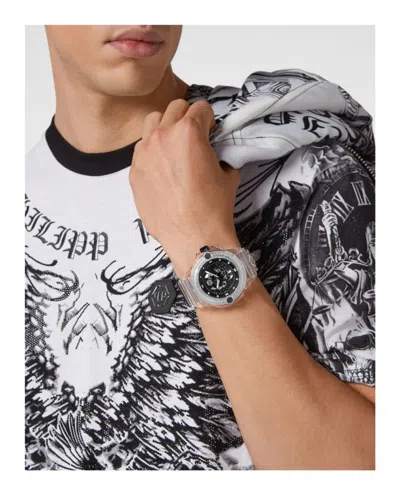 Philipp Plein Men's The $kull Transparent Silicone Strap Watch 45mm In White