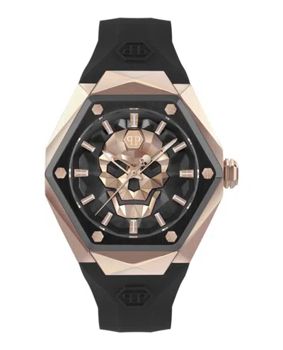 Philipp Plein Men's The Skull Spikes Black Silicone Strap Watch 45mm