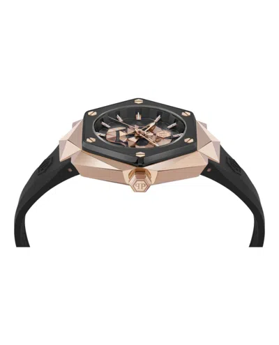 Philipp Plein Men's The Skull Spikes Black Silicone Strap Watch 45mm