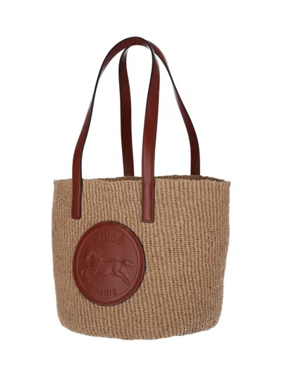 Chloé Beige Horse Medal Large Basket Bag