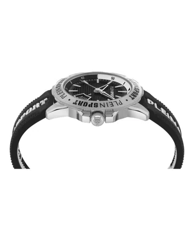 Plein Sport Sporty Black Silicone Watch With Enamel Dial In Black
