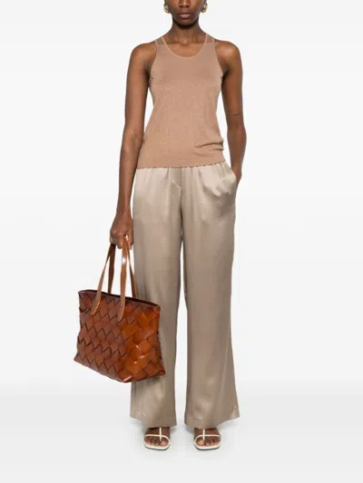 Brunello Cucinelli Wide Leg Trousers In Sesame Beige