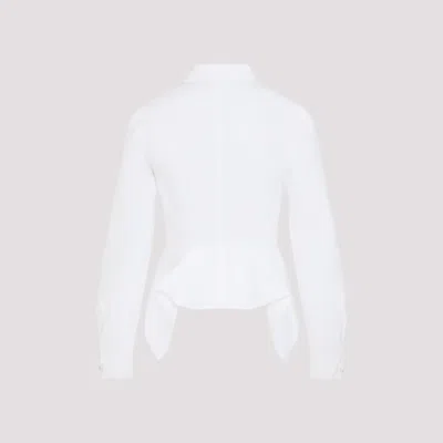Max Mara Peplum Hem White Shirt With Tailored Silhouette