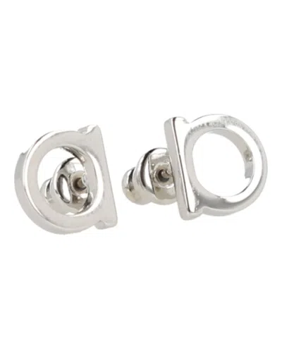 Ferragamo Circular Minimalist Bijoux Earrings With Silver-tone Finish In Metallic