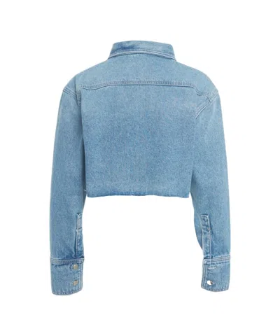 Icon Denim Cropped Denim Shirt 'amber' In Blue