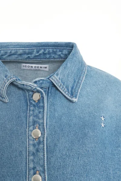 Icon Denim Cropped Denim Shirt 'amber' In Blue