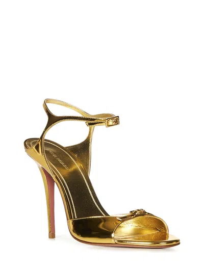 Amina Muaddi Golden Sandals With 105mm Heel And Elegant Buckles