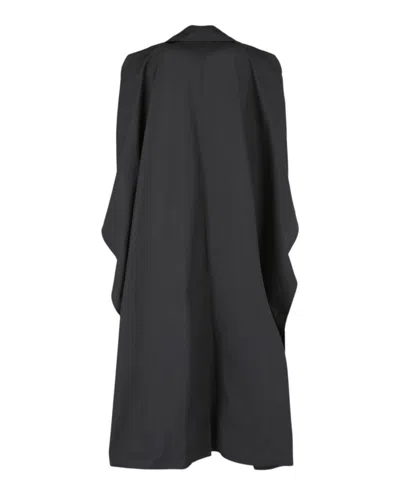 Bottega Veneta Relaxed Fit Black Poncho-style Coat With Notched Lapels In Black