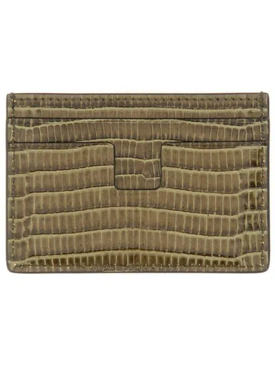 Tom Ford T Line Card Holder In Brown