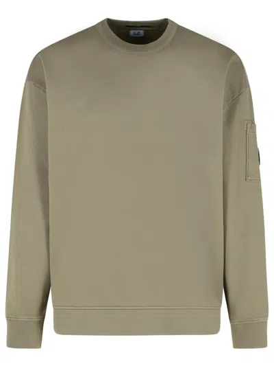 C.p. Company Cotton Sweatshirt Arm Pocket In Green