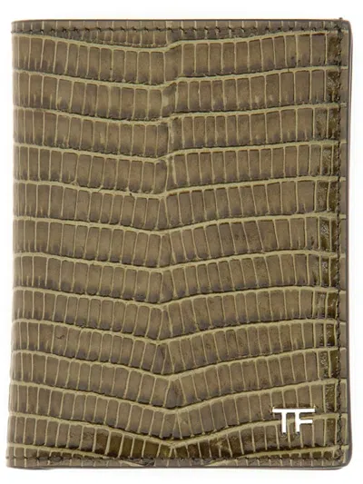 Tom Ford Green Calf Leather Wallets In Green