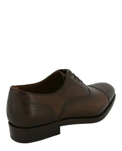 Ferragamo Baron Leather Oxfords Shoes In Brown