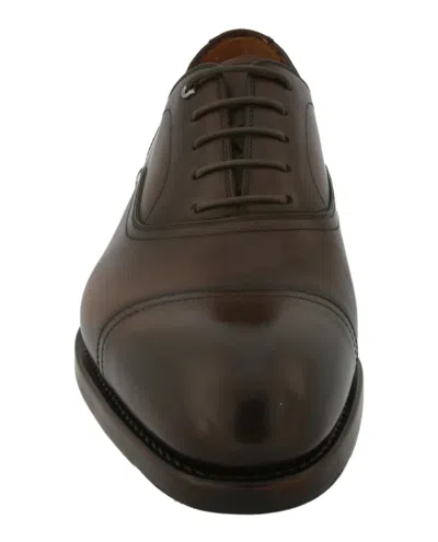 Ferragamo Baron Leather Oxfords Shoes In Brown