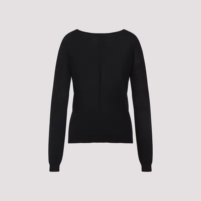 Rick Owens Deep V-neck Virgin Wool Sweater With Long Sleeves In Black
