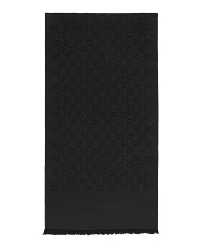 Gucci Unisex-adult Gg Logo Scarf 165904-3g646-1100 In Black