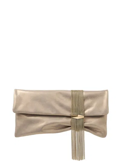 Jimmy Choo Gold-tone Crystal-embellished Foldover Clutch In Gold