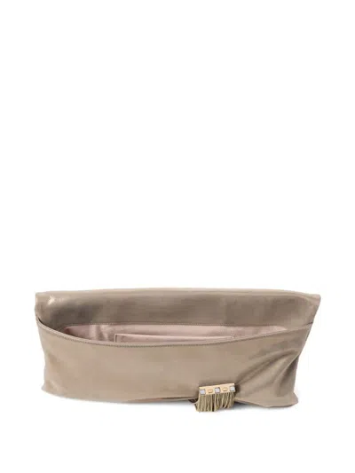 Jimmy Choo Gold-tone Crystal-embellished Foldover Clutch In Gold
