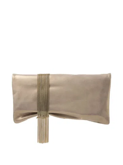 Jimmy Choo Gold-tone Crystal-embellished Foldover Clutch In Gold