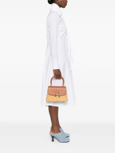 Self-portrait Brown Foldover Top Bag With Chain-link Strap