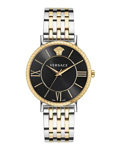 Versace V-eternal Bracelet Watch With Two-tone Case In Gold