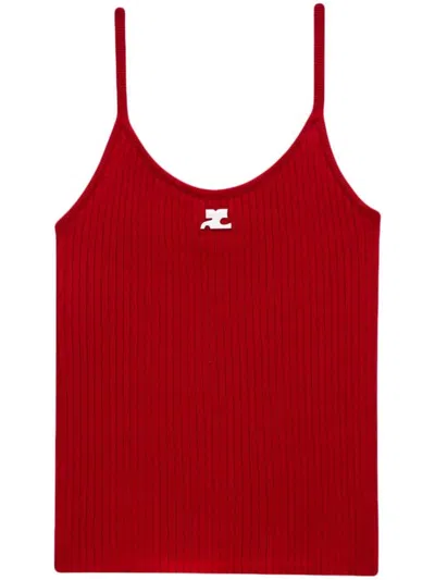 Courrèges Ribbed Texture Spaghetti Straps Top