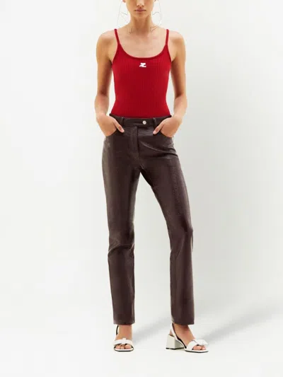 Courrèges Ribbed Texture Spaghetti Straps Top