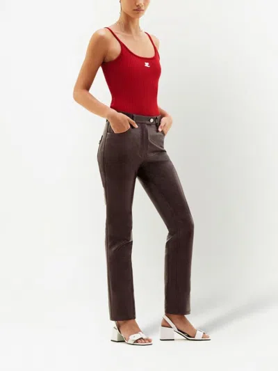 Courrèges Ribbed Texture Spaghetti Straps Top