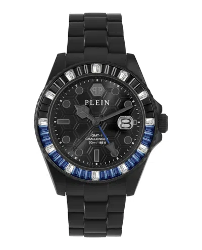 Philipp Plein Gmt-i Challenger Baguettes Bracelet Watch In Black