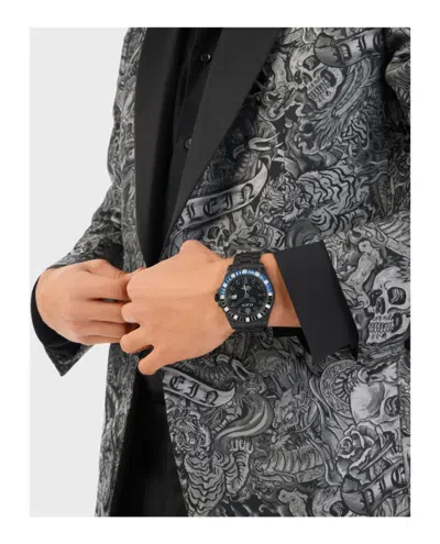 Philipp Plein Gmt-i Challenger Baguettes Bracelet Watch In Black