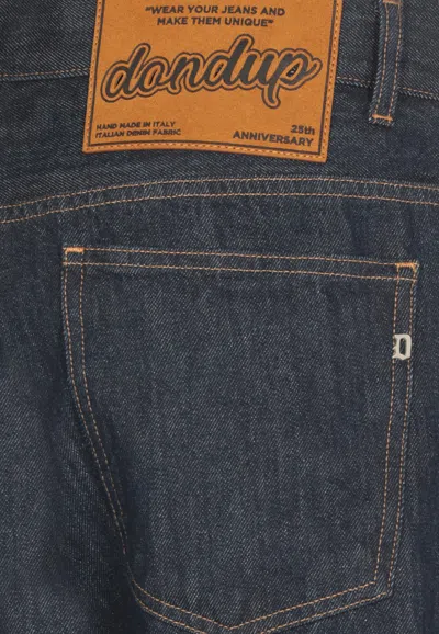 Dondup Relaxed-fit Cotton Pants With Five-pocket Design And Contrasting Patch In Blue