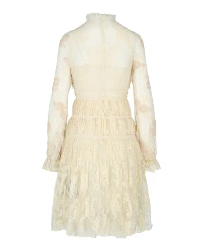 Bottega Veneta High Neck Lace Dress In Neutral