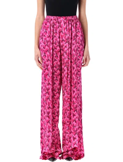 Balenciaga Silk Satin Pyjama Pants With Vibrant Pattern